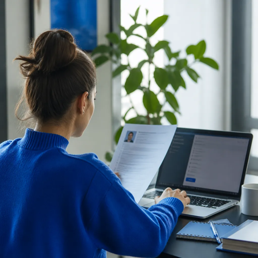 Envoi d'une candidature par mail depuis un espace de travail lumineux