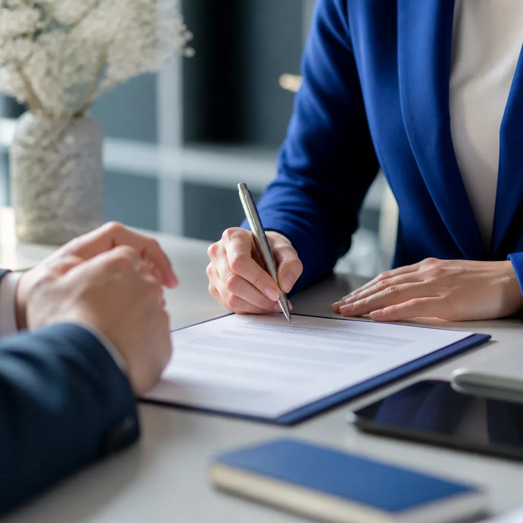 Signature d'un contrat d'apprentissage sur un bureau