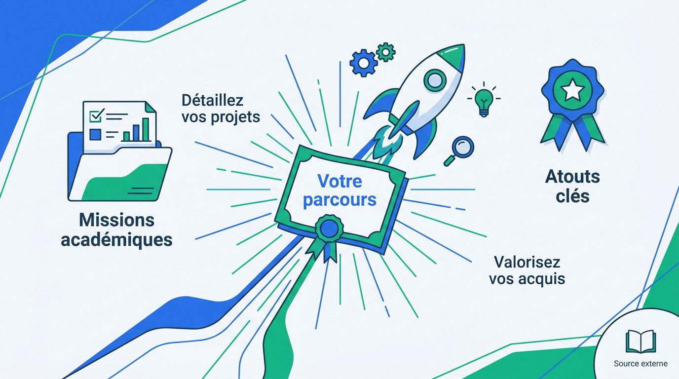 Infographie expliquant comment transformer sa formation en atout majeur sur un CV sans expérience