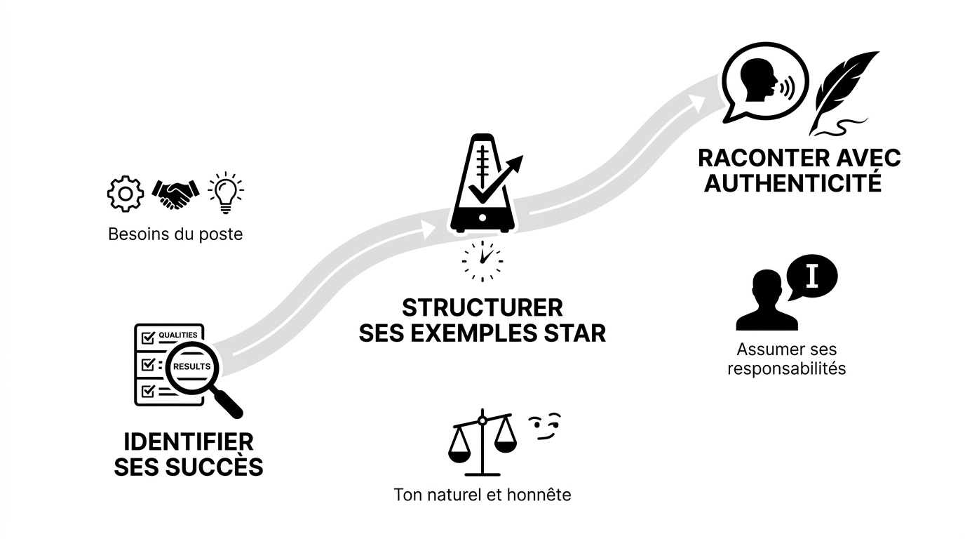 Schéma illustrant la préparation des exemples STAR pour un entretien d'embauche