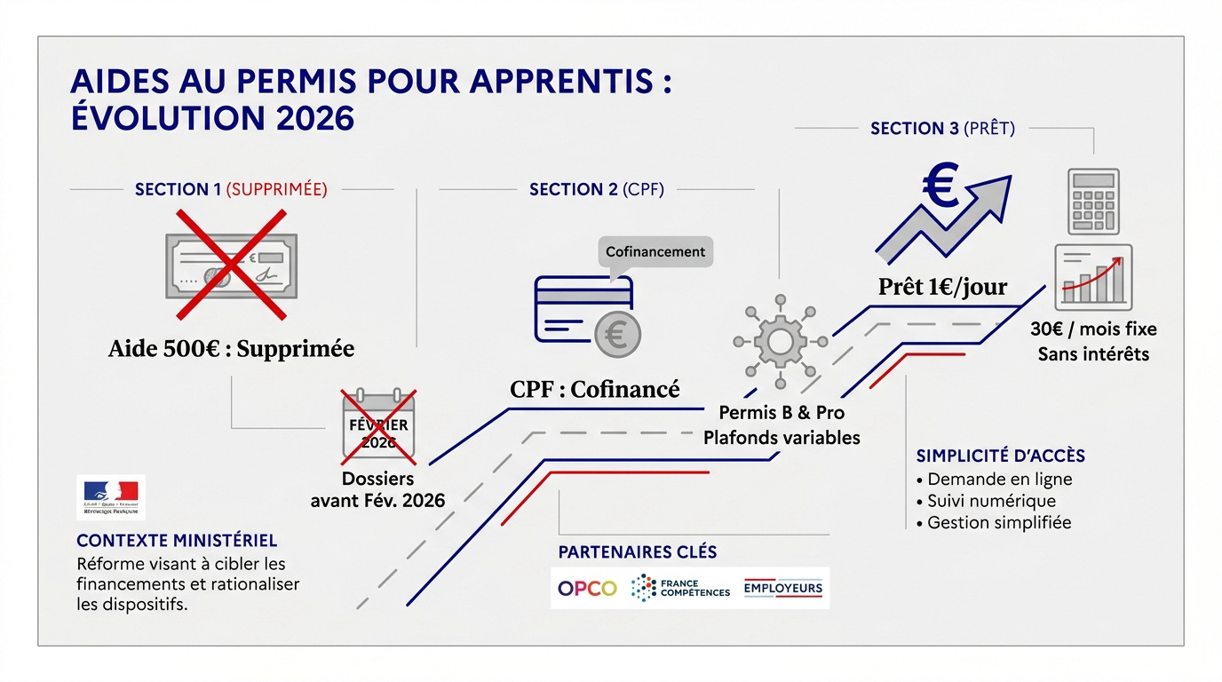 Evolution des aides au permis de conduire pour les apprentis en 2026