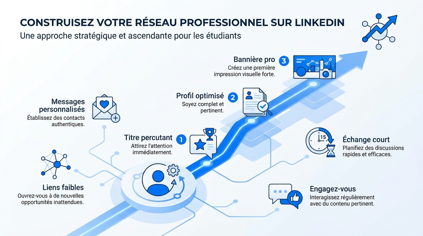 Étudiant optimisant son profil LinkedIn pour le réseau professionnel