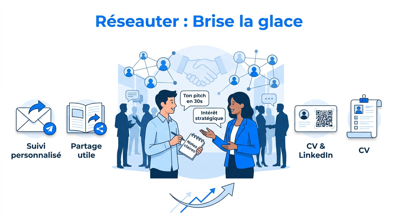 Infographie sur les techniques pour briser la glace en réseautage professionnel étudiant